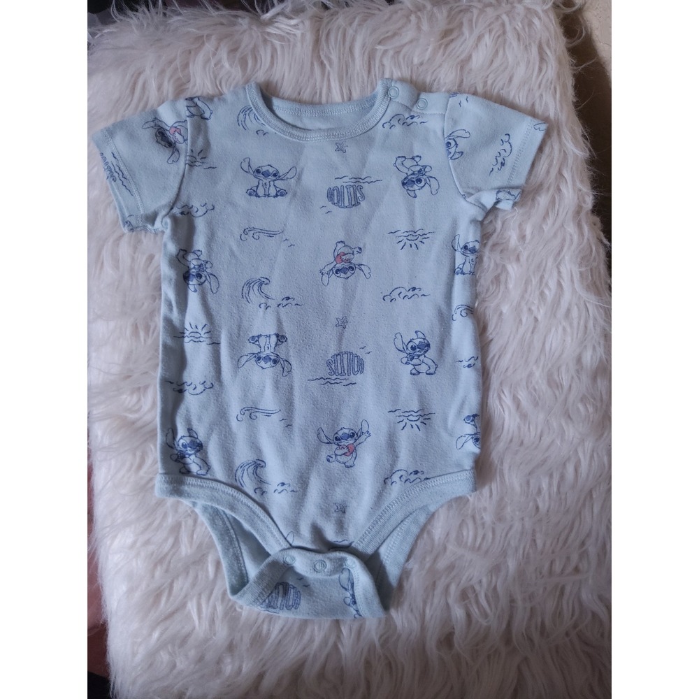 Disney Baby Stitch Light Blue Short Sleeve Bodysuit 18M Lilo & Stitch Print